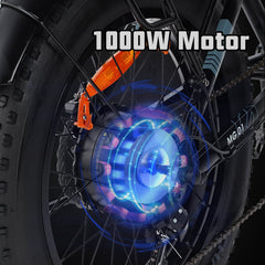 Electric Bike for Adults Foldable 1000W Motor,26 MPH 48V/14Ah 20" x 4.0 Fat Tire Removable Battery Electric Assist Bicycle with Shimano 7-Speed Snow Beach Mountain Ebikes