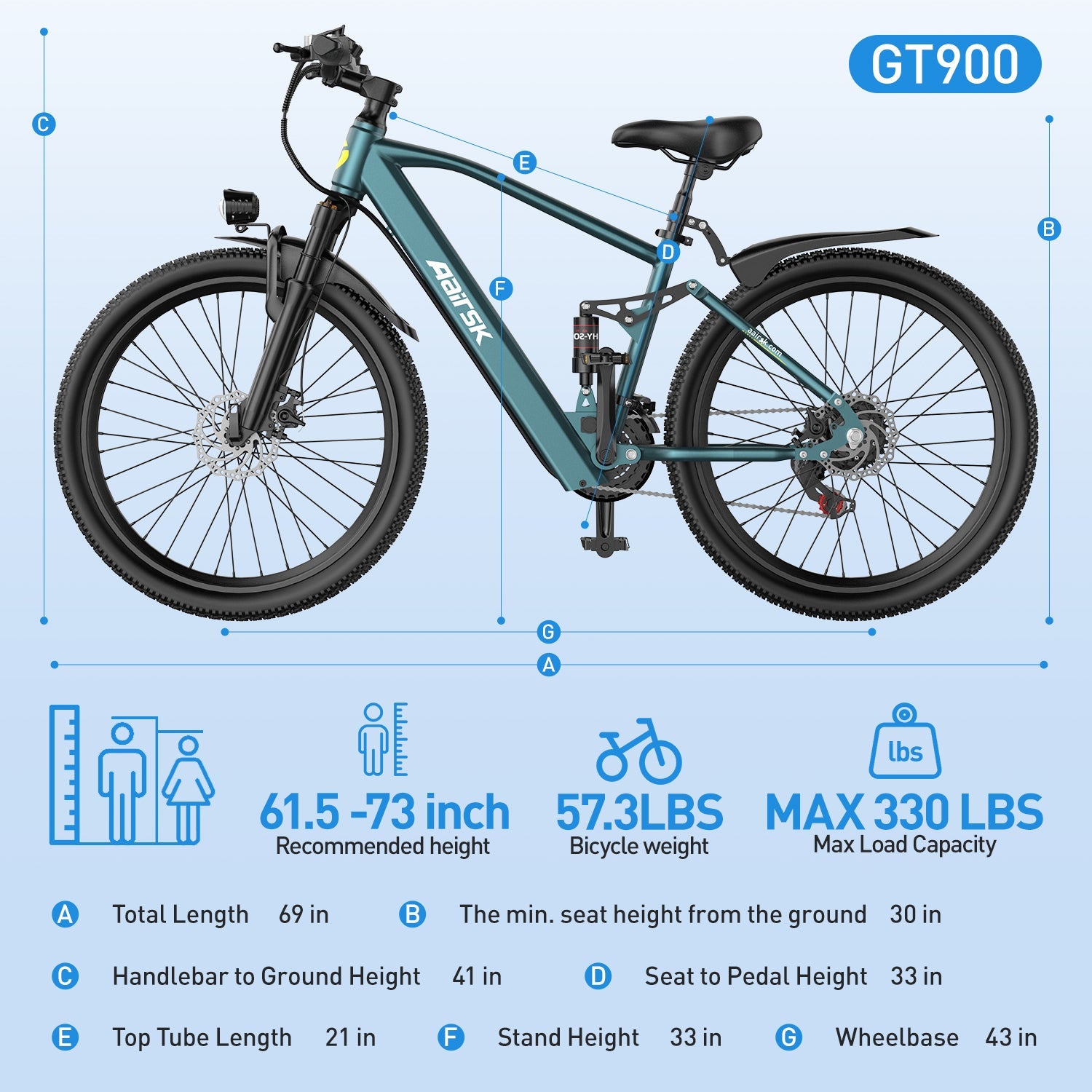 Aairsk GT900 750W Off-Road Electric Bike